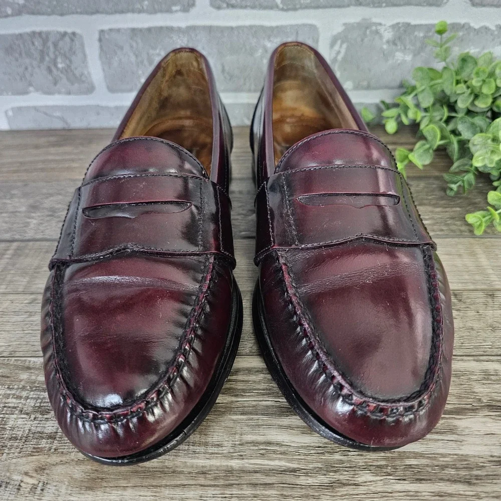 Vintage G.H. Bass Weejuns Logan Oxblood Penny Loafers Men's 9.5M Brazil 9206